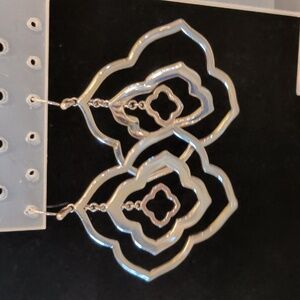 Kendra Scott Rhodium Plated Geometric Logo Earrings Pierced